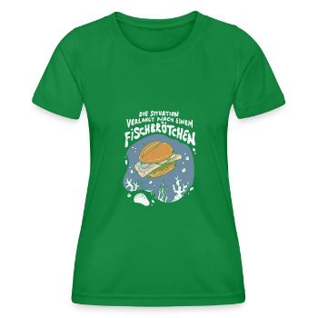 Fischbrötchen Möwe Norddeutsch - Frauen Funktions-T-Shirt - Kelly Green - Vorne - AI Model Female 172 dark (172cm)