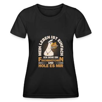 Fischbrötchen Möwe Norddeutsch - Frauen Funktions-T-Shirt - Schwarz - Vorne - AI Model Female 172 light (172cm)