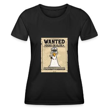 Fischbrötchen Möwe Norddeutsch - Frauen Funktions-T-Shirt - Schwarz - Vorne - AI Model Female 172 light (172cm)
