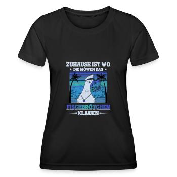 Fischbrötchen Möwe Norddeutsch - Frauen Funktions-T-Shirt - Schwarz - Vorne - AI Model Female 172 light (172cm)