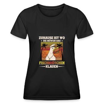 Fischbrötchen Möwe Norddeutsch - Frauen Funktions-T-Shirt - Schwarz - Vorne - AI Model Female 172 light (172cm)