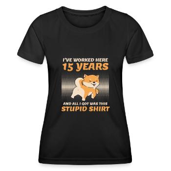 Anniversaire de l’entreprise 15 ans de service anniversaire - T-shirt sport Femme - noir - Devant - AI Model Female 172 light (172cm)