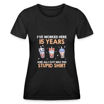 15 ans de service Anniversaire de l’entreprise 15 ans - T-shirt sport Femme - noir - Devant - AI Model Female 172 light (172cm)