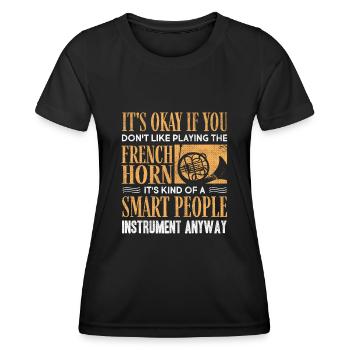 French horn player - Women's Functional T-Shirt - black - Front - AI Model Female 172 light (172cm)