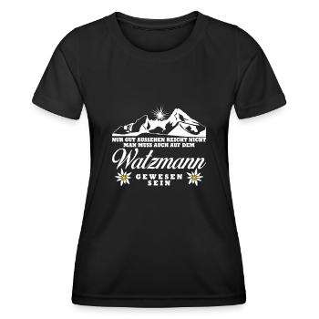 Watzmann Wandern Bergsteigen - Frauen Funktions-T-Shirt - Schwarz - Vorne - AI Model Female 172 light (172cm)