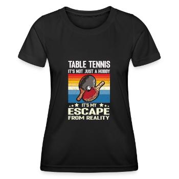 Tennis de table ce n’est pas seulement un passe-temps c’est mon escape - T-shirt sport Femme - noir - Devant - AI Model Female 172 light (172cm)