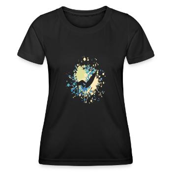 Surfer sur la grande éclaboussure de couleur - T-shirt sport Femme - noir - Devant - AI Model Female 172 light (172cm)
