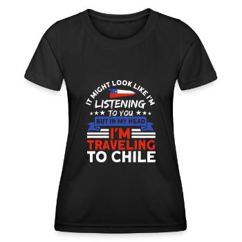 Trips to Chile Chile Chile Souvenir - Women's Functional T-Shirt - black - Front - AI Model Female 172 light (172cm)