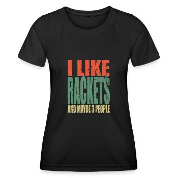 Rackets Spruch lustig - Frauen Funktions-T-Shirt - Schwarz - Vorne - AI Model Female 172 light (172cm)