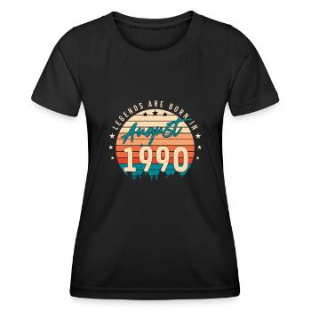 1990 August Geschenkidee - Frauen Funktions-T-Shirt - Schwarz - Vorne - AI Model Female 172 light (172cm)