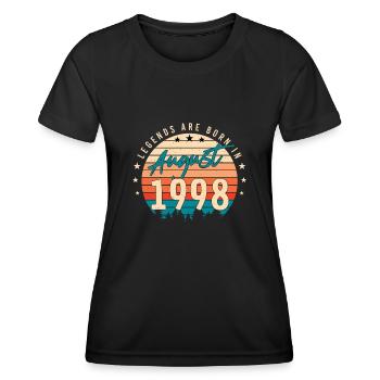 Mois de naissance Août 1998 - T-shirt sport Femme - noir - Devant - AI Model Female 172 light (172cm)