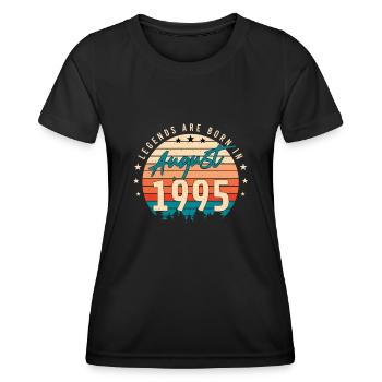 Mois de naissance Août 1995 - T-shirt sport Femme - noir - Devant - AI Model Female 172 light (172cm)