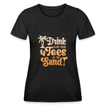 Boire dans mes orteils dans le sable Beach Holiday - T-shirt sport Femme - noir - Devant - AI Model Female 172 light (172cm)