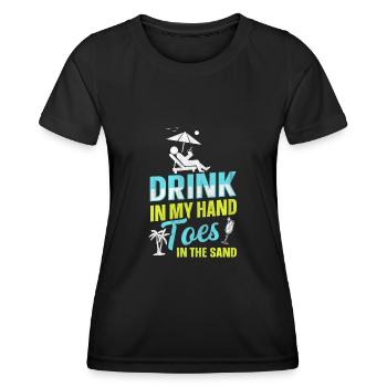 Boire dans mes orteils dans le sable Beach Holiday - T-shirt sport Femme - noir - Devant - AI Model Female 172 light (172cm)