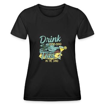 Boire dans mes orteils dans le sable Beach Holiday - T-shirt sport Femme - noir - Devant - AI Model Female 172 light (172cm)