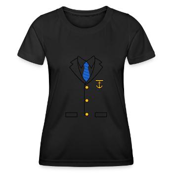 Yacht Captain Costume - Frauen Funktions-T-Shirt - Schwarz - Vorne - AI Model Female 172 light (172cm)