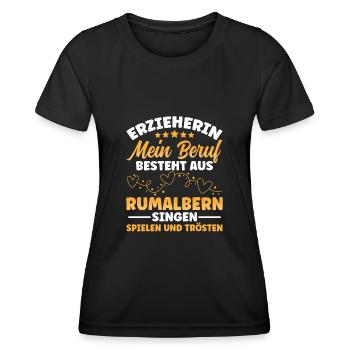 Erzieherin mein Beruf besteht aus Kindergarten - Frauen Funktions-T-Shirt - Schwarz - Vorne - AI Model Female 172 light (172cm)