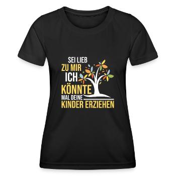 Erzieherin sei lieb zu mir Spruch Kindergarten - Frauen Funktions-T-Shirt - Schwarz - Vorne - AI Model Female 172 light (172cm)
