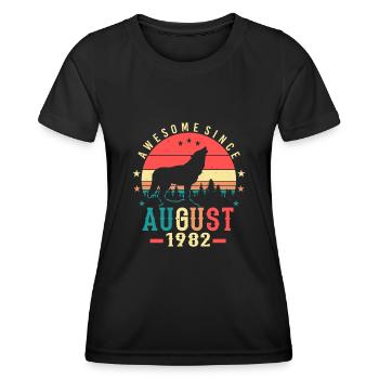 40e anniversaire août 1982 - T-shirt sport Femme - noir - Devant - AI Model Female 172 light (172cm)