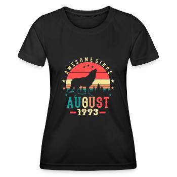 Vœux d’anniversaire pour août 1993 - T-shirt sport Femme - noir - Devant - AI Model Female 172 light (172cm)