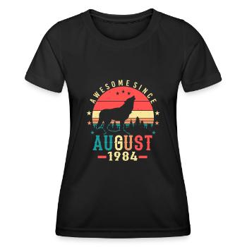 Année de construction 1984 en août - T-shirt sport Femme - noir - Devant - AI Model Female 172 light (172cm)