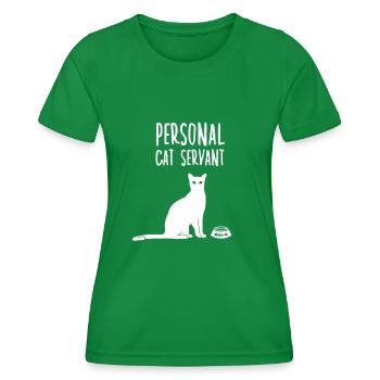 Persönlicher Katzen Sklave lustiges Katzenhalter - Frauen Funktions-T-Shirt - Kelly Green - Vorne - AI Model Female 172 dark (172cm)