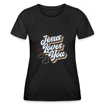 Jésus-Christ-Christ Religion Religieuse - T-shirt sport Femme - noir - Devant - AI Model Female 172 light (172cm)