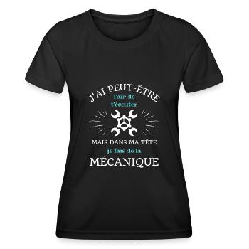 dans ma tête mécanique humour mécanicien mécano - T-shirt sport Femme - noir - Devant - AI Model Female 172 light (172cm)