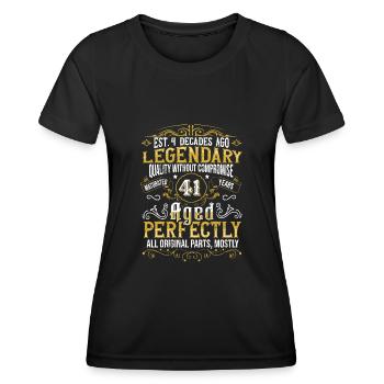 Vintage Légendaire - Vieilli parfaitement 41ème anniversaire - T-shirt sport Femme - noir - Devant - AI Model Female 172 light (172cm)