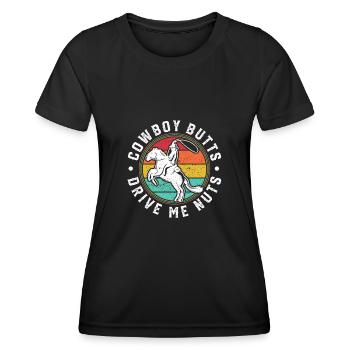 Texas Western Riding Horse Rider Cowboy Butts - Women's Functional T-Shirt - black - Front - AI Model Female 172 light (172cm)
