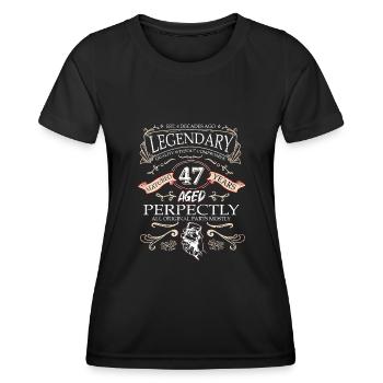Vintage Légendaire - Vieilli parfaitement 47ème anniversaire - T-shirt sport Femme - noir - Devant - AI Model Female 172 light (172cm)