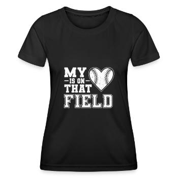 My Heart Is On That Field For Baseball Mama Papa - Frauen Funktions-T-Shirt - Schwarz - Vorne - AI Model Female 172 light (172cm)