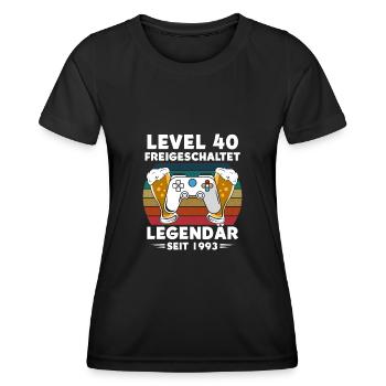 40.Geburtstag Gamer Level 40 freigeschaltet Bier - Frauen Funktions-T-Shirt - Schwarz - Vorne - AI Model Female 172 light (172cm)