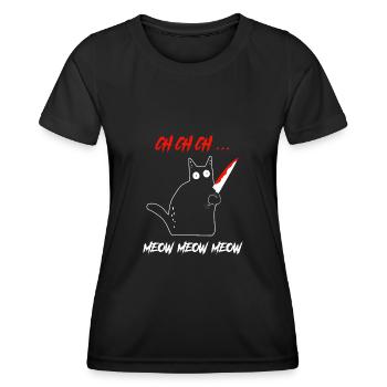 CH CH CH Meow Meow Meow Couteau de chat noir - T-shirt sport Femme - noir - Devant - AI Model Female 172 light (172cm)