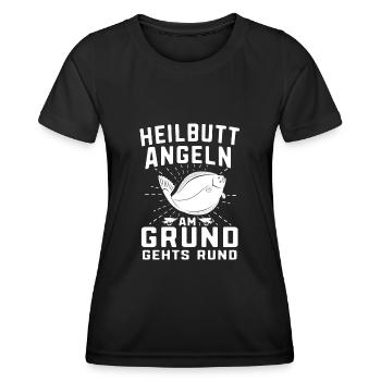 Heilbutt Angeln Am Grund Angelfreunde Fischer - Frauen Funktions-T-Shirt - Schwarz - Vorne - AI Model Female 172 light (172cm)