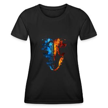 Saxophone Red Blue Fire Instrument de musique - T-shirt sport Femme - noir - Devant - AI Model Female 172 light (172cm)