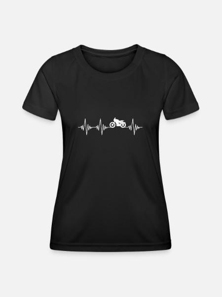 Motorcycle Heartbeat - Women's Functional T-Shirt - black