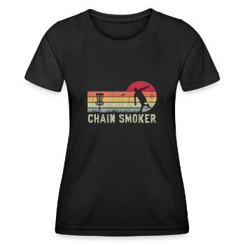 Retro Sunset Chain Smoker Disc Golf - T-shirt sport Femme - noir - Devant - AI Model Female 172 light (172cm)