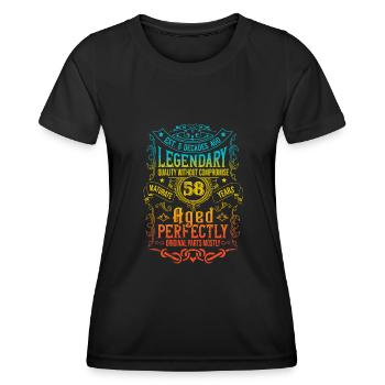 Vintage Légendaire - Vieilli parfaitement 58ème anniversaire - T-shirt sport Femme - noir - Devant - AI Model Female 172 light (172cm)