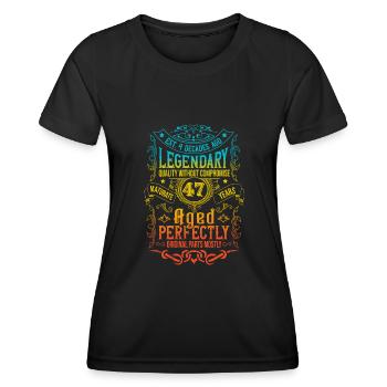 Vintage Légendaire - Vieilli parfaitement 47ème anniversaire - T-shirt sport Femme - noir - Devant - AI Model Female 172 light (172cm)
