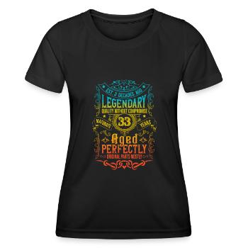 Vintage Legendary - Aged perfectly 33. Geburtstag - Frauen Funktions-T-Shirt - Schwarz - Vorne - AI Model Female 172 light (172cm)