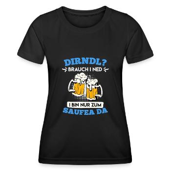 Dirndl brauch I ned nur zum sauffa da - Frauen Funktions-T-Shirt - Schwarz - Vorne - AI Model Female 172 light (172cm)