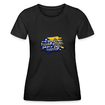 Balkan Bosnia Saying Flag Proud - Balkans - Women's Functional T-Shirt - black - Front - AI Model Female 172 light (172cm)