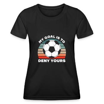 Fußballspieler Torwart Fußball Keeper Tor Elfmeter - Frauen Funktions-T-Shirt - Schwarz - Vorne - AI Model Female 172 light (172cm)