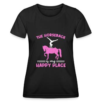 Voûter le cheval est mon endroit heureux - T-shirt sport Femme - noir - Devant - AI Model Female 172 light (172cm)