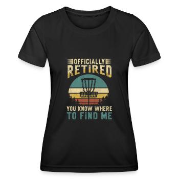 Officially Retired Disc Golf Rentner Geschenk - Frauen Funktions-T-Shirt - Schwarz - Vorne - AI Model Female 172 light (172cm)
