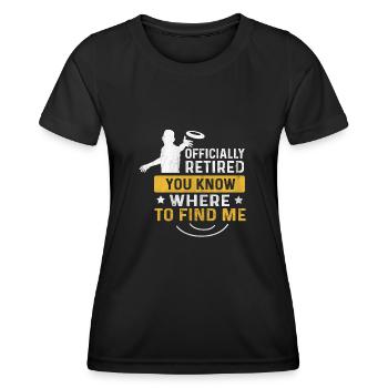 Officially Retired Disc Golf Rentner Geschenk - Frauen Funktions-T-Shirt - Schwarz - Vorne - AI Model Female 172 light (172cm)