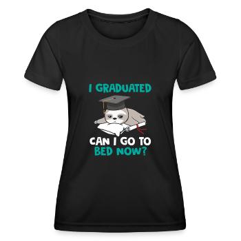 J’ai obtenu mon diplôme Puis-je aller me coucher maintenant? - T-shirt sport Femme - noir - Devant - AI Model Female 172 light (172cm)