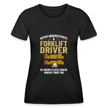 Conducteur de chariot élévateur Élévateur - T-shirt sport Femme - noir - Devant - AI Model Female 172 light (172cm)