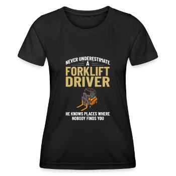 Conducteur de chariot élévateur Élévateur - T-shirt sport Femme - noir - Devant - AI Model Female 172 light (172cm)
